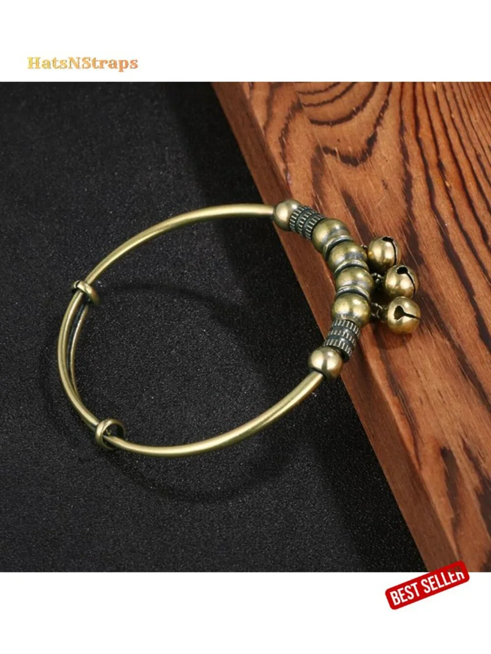Vintage Bell Bracelet Women Bronze Adjustable Bangle Boho Ethnic Charm